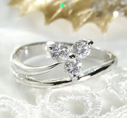 指輪 天然 ダイヤモンド 0.35ct 3粒 フラワー SIクラス【pt950】r-159（KRP）N45-1410