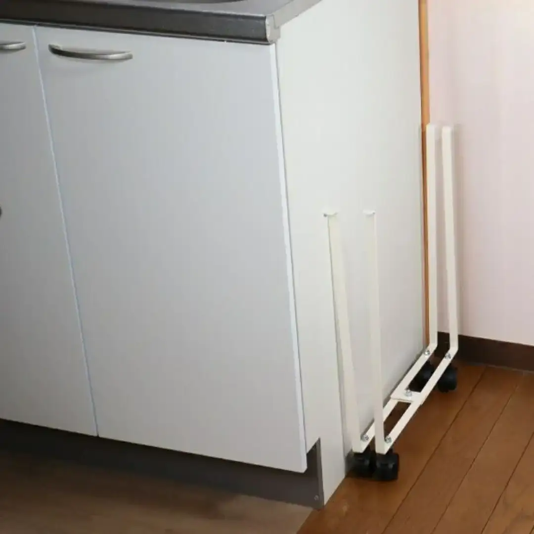 [キープロダクション] 折りたためるキャスター付きゴミ袋ホルダー ホワイト 折りたたみ式 ダストボックス ゴミ袋スタンド 燕三条製【012S086】