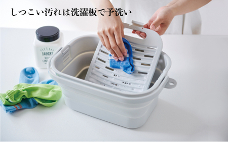 折りたためるバケツセット（グレー） - 災害時も遊び場も、つけ置き洗いもお手の物小さな頼れるパートナー！