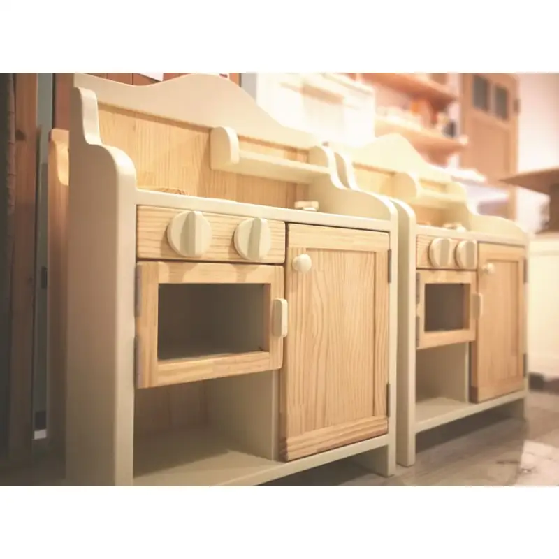 【手作り家具コロール】木製ままごとキッチン（ホワイト）【J3-003】