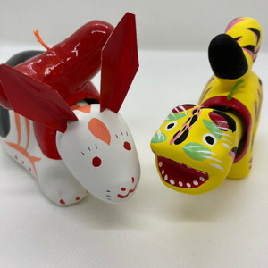 那珂湊張り子 とら・うさぎ ミニセット_装飾品・工芸品   _【1460811】