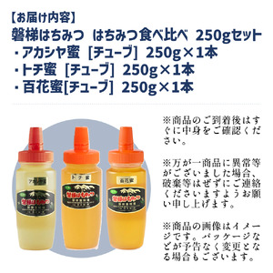 【予約】磐梯養蜂食べ比べセット 250g×3種類　はちみつ　アカシヤ　トチ　百花蜜　※令和8年7月より順次発送予定