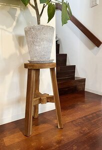 チーク古材のレトロキッチンスツール