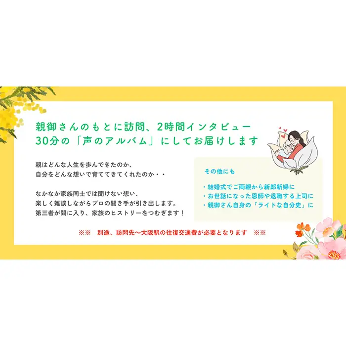 【大阪狭山市】離れて暮らす親に楽しい会話時間を・新感覚親孝行サービス「声のアルバム」 No.246