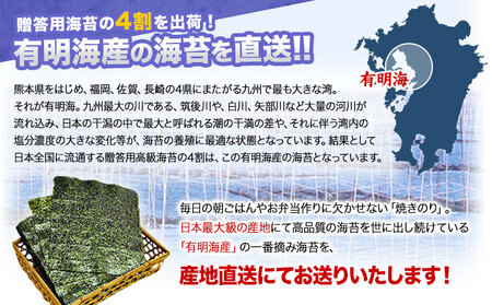 【全12回定期便】 訳あり 一番摘み 有明海産 海苔 120枚 《お申込み月翌月以降の出荷月から出荷開始》 熊本県産（有明海産） 海苔 定期便 全形40枚入り×3袋 長洲町隔月お届け　計1440枚