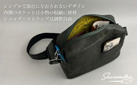 【カーキ】 箱型ショルダー |  山羊革 ショルダーバッグ バッグ 