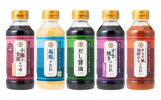 【マルノー山形】贈答用 マルノー調味料 5種 5本セット（小鯛と金頭のつゆ、だし醤油、塩麹のたれ、キムチ風海鮮みそのたれ、すき焼きのたれ） F2Y-5811