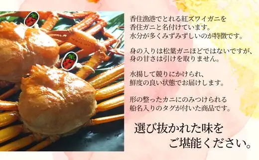 《先行予約》 香住ガニ 活〆 タグ付き 特々大 約1.0kg×2匹（合計約2.0kg以上）冷凍【令和9年2月中旬以降発送予定】紅ズワイガニ かに カニ 07-114