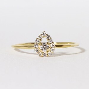 K18 しずく　取り巻き　ダイヤモンドリング　0.12ct　　