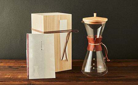 コーヒードリッパー(5人用)ネルフィルター/レザーホルダー/木蓋付 【木箱入り】 -ガラス コーヒー カフェ 手作り ハンドメイド ギフト プレゼント 雑貨 キッチン 日用品 キッチン用品 日本製 おしゃれ 小泉硝子製作所