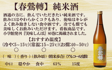 春鶯囀 純米酒2本セット（純米辛口、純米酒 720ml×各1本）　日本酒 お酒 地酒 清酒 銘酒 春鶯轉 富士川町 山梨 やまなしギフト 贈答 辛口 飲み比べ 純米酒