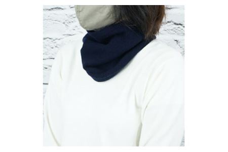 E1412国産カシミヤ糸使用国内生産カシミヤ１００％ネックウォーマー（ネイビー）