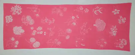 山形県全市町村シンボルフラワー柄ふわっと木綿のストール（ホワイトxピンク） 031-026-WH_PI