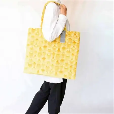スクエアバックL【タエナカノヌノ】イエロー_装飾品・工芸品 トートバッグ・ショルダーバッグ 鞄・バッグ かばん カバン_【1438191】
