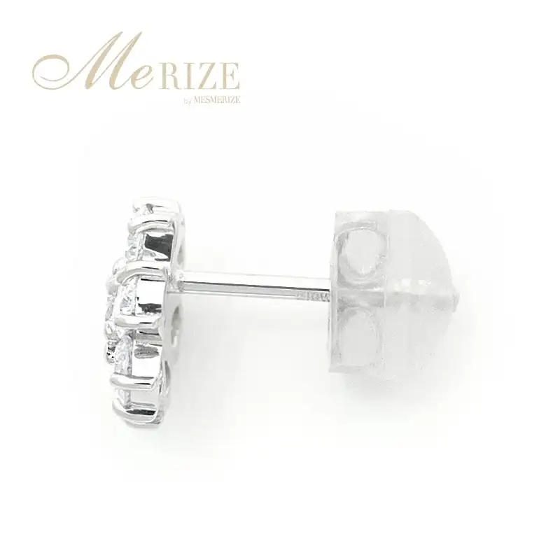 ピアス 天然 ダイヤモンド 0.7ct パヴェ スタッド フラワー ダブルロックキャッチ SIクラス【K18WG】P-149（KRP）M66-1411
