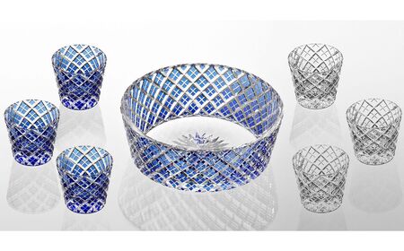 江戸切子 そうめん大鉢セット[大鉢1個+猪口6個] カガミクリスタル | 食器 江戸切子