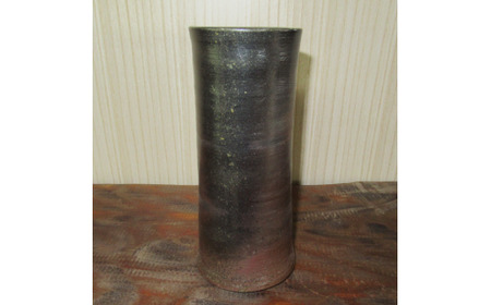 種子島 伝統 登り窯 福元窯 筒花入　NFN345【1050pt】 