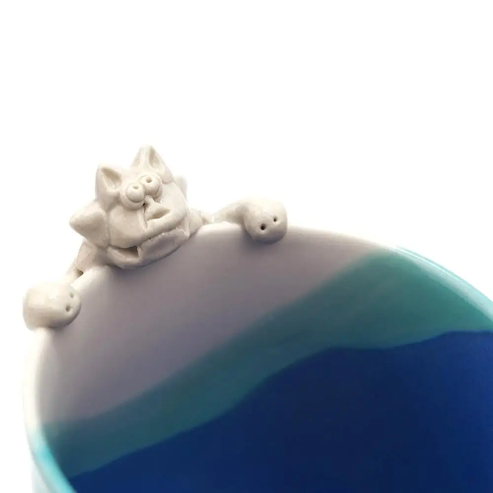 海彩（うみいろ）シーサーマグカップ 2個セット【青風窯：玉田　彰作】