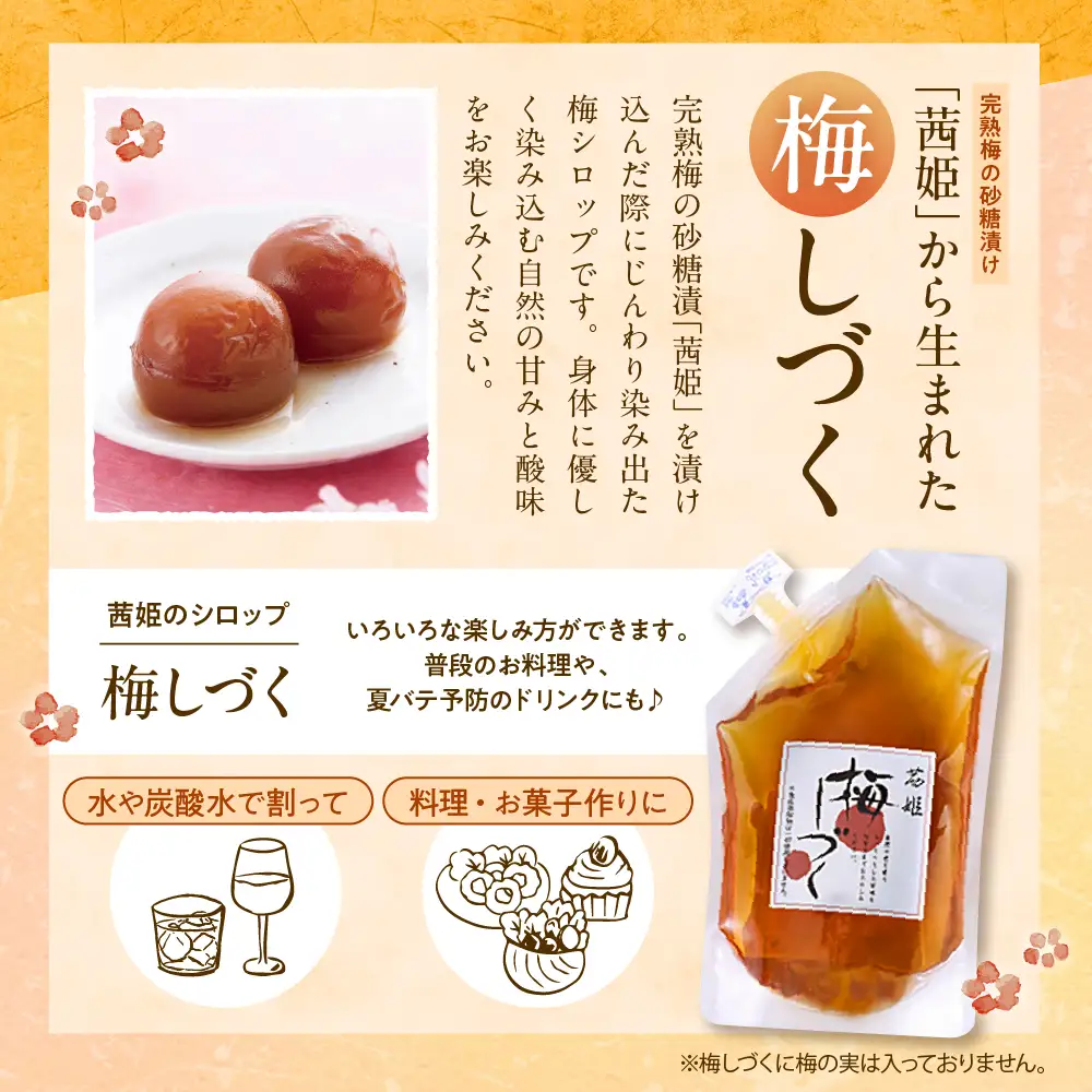 梅シロップ 「 梅しづく 」 290ml×4袋 (3から5倍希釈) 梅