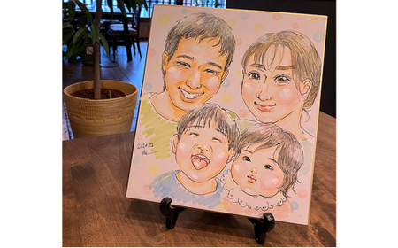 【風のアトリエ】《色紙》似顔絵 1名様分（手描き・色鉛筆） 絵画 インテリア 記念 200005