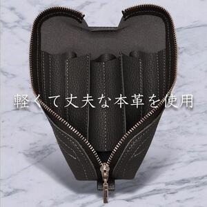 革工房いんのしま 牛革ファスナーペンケース5本挿し【色:ブラック】