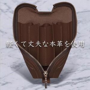 革工房いんのしま 牛革ファスナーペンケース5本挿し【色:チョコ】