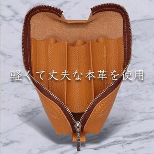革工房いんのしま 牛革ファスナーペンケース5本挿し【色:キャメル】