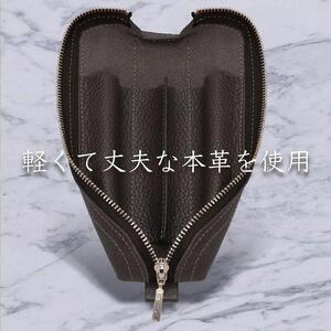 革工房いんのしま 牛革ファスナーペンケース3本挿し【色:ブラック】