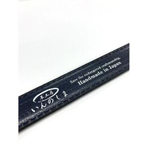 革工房いんのしま 牛革盛上太番手ステッチ内側飾りステッチベルト【色：紺】M寸