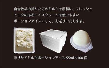 《宮崎県グルメコンテスト2連覇》ポーションアイス(搾りたてミルク味)100個×55ml TF0591-P00023