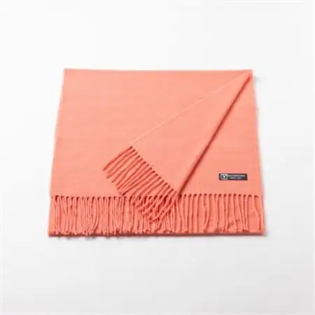 【B1-5】大判　カシミヤ100%　マフラー(サーモンピンク)_装飾品・工芸品 マフラー・手袋 服飾小物 _【1491197】