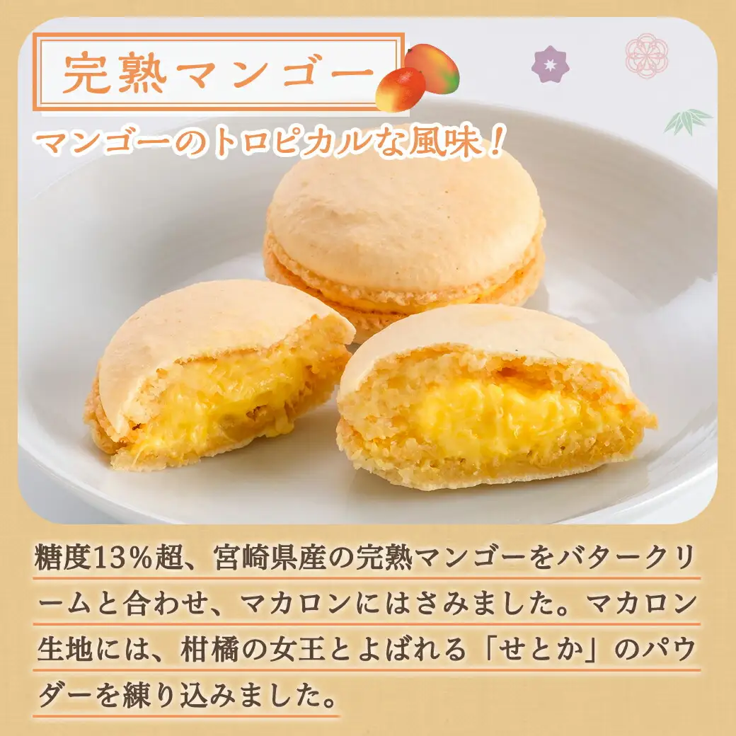 みやざき完熟フルーツのマカロンセット(金柑&マンゴー)〔AO-J7-007〕_(都城市) マカロン 和かろん 完熟きんかん 完熟マンゴー スイーツ お菓子