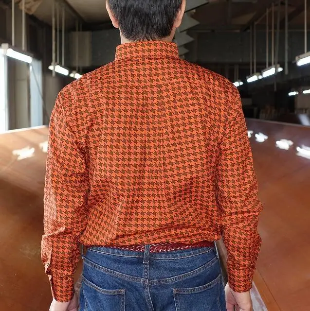 【鷲野染工場】メンズシャツ（千鳥格子） Ｍサイズ