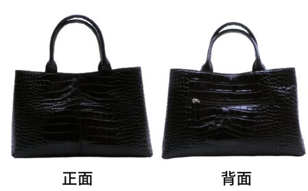  女性用 牛革 クロコ型押し バッグ ＜ブラック・ネイビー・ベージュ・スカイブルー＞ 通勤 カバン 撥水加工 牛革製品 型崩れしない 通勤バッグ 外側ファスナーポケット 装備完全 自立型  ネイビー
