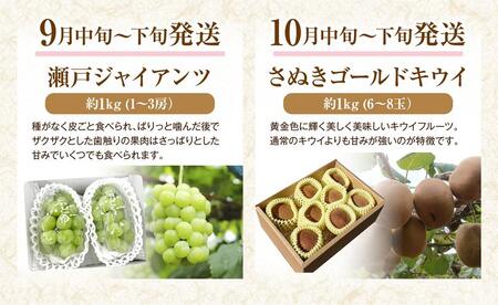 【定期便全4回】フルーツ定期便 (瀬戸ジャイアンツ さぬきゴールド 富有柿 小原紅早生みかん)【旬 人気 果物 くだもの マスカット キウイ 柿 みかん 香川県 】