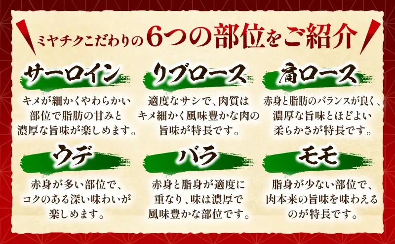 宮崎県産黒毛和牛(経産)6種焼肉セット 600g