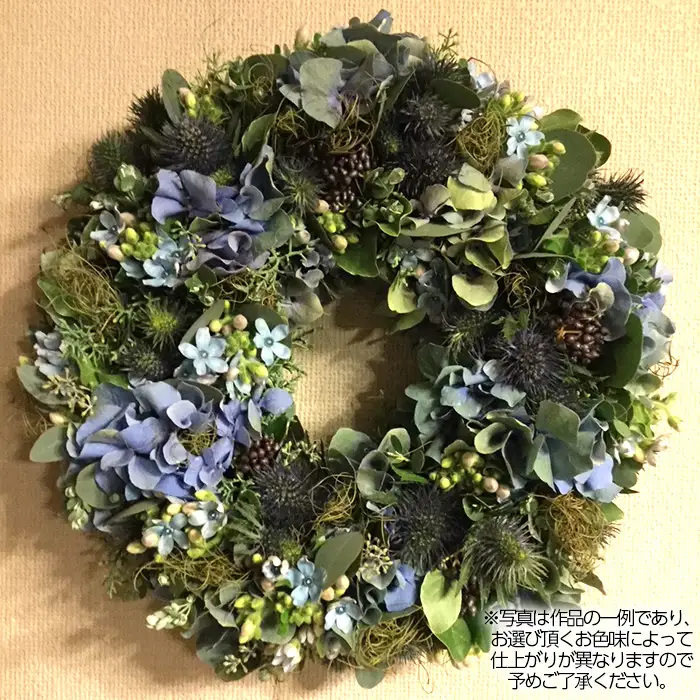 生花から楽しむドライフラワーリース【季節の草花 イエロー系】 No.479-03