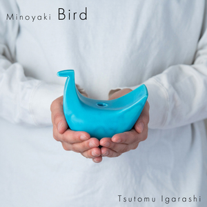 【美濃焼】 五十嵐務 鳥 一輪挿し トルコブルー 台皿 ガラス釉 ライトブルー 各1枚セット 瑞浪市 / JS企画 セット 陶芸作品 花瓶 インテリア 皿 小皿 食器 [AZAZ227]