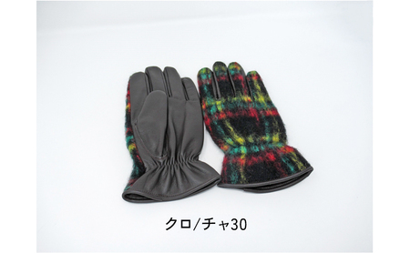 紳士牛革生地コンビ手袋（001217121） クロ/チャ30
