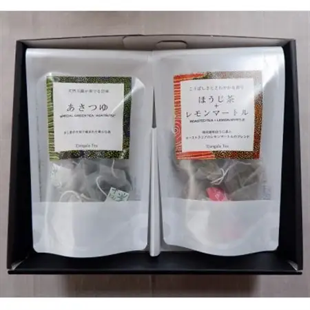 【ギフト商品】「ほうじ茶+レモンマートル」と「天然玉露あさつゆ」Eのセット_飲料・ドリンク 茶葉・ティーバッグ 茶 _【配送不可地域：離島・沖縄県】【1469910】