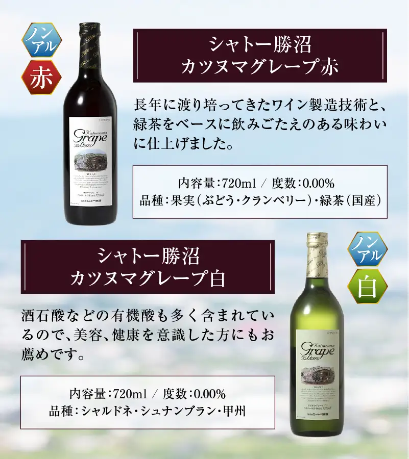 ワイン 【ノンアルコールワイン】カツヌマグレープ赤白セット B-715 （KBO）