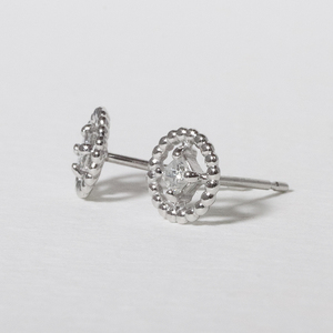 プラチナ スクエアダイヤモンドピアス（ミル玉）ピアス PT900 プラチナ ダイヤモンド ダイヤ0.04ct×2 カラット 天然ダイヤモンド ジュエリー アクセサリー 山梨県 甲斐市 BQ-130