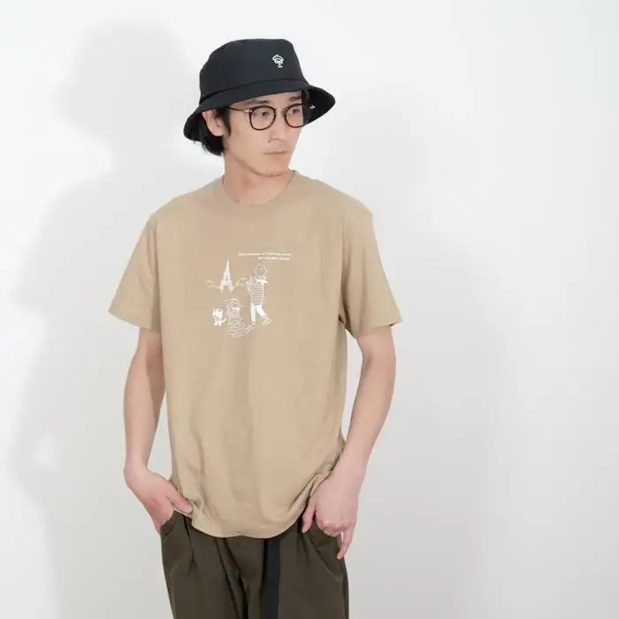 《1》【KEYMEMORY 鎌倉】トラベルイラストTシャツ BEIGE