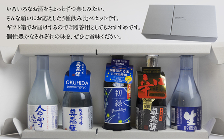 【父の日までにお届け（6月17日～19日発送）】 奥飛騨酒造！5種飲み比べセット（にごり,純米吟醸,スパークリング,辛口純米,本醸造生貯蔵酒　各300ml）【16-32f】