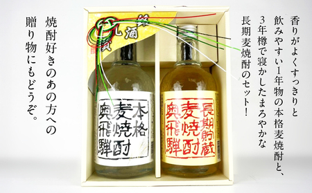 【父の日までにお届け（6月17日～19日発送）】 奥飛騨酒造！奥飛騨麦焼酎セット（本格麦・長期貯蔵）各720ml 【16-18f】