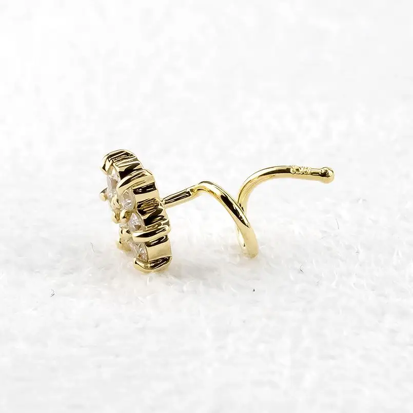  18金 ピアス k18 ダイヤ 片耳 キャッチのいらないピアス つけっぱなし フラワー 花 イエローゴールドK18 キャッチナッシャー 山梨県 昭和町 送料無料 管理番号230913101dyu SWAA137