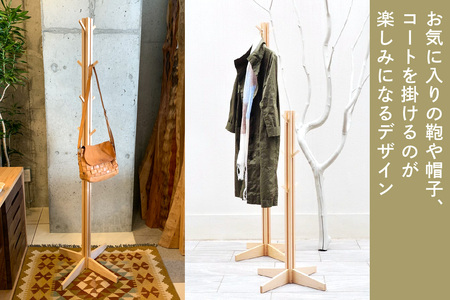 北欧調の木製ポールハンガー 160cm (メープル材) コートやカバン、帽子をオシャレに掛けられる♪ [0115]