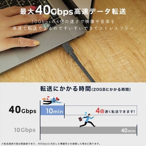 MOTTERU(モッテル) しなやかで絡まない シリコンケーブル 40Gbps(USB4 Gen3x2)対応 PD240W USB-C to USB-C 1m 映像出力対応 急速充電 2年保証（MOT-SCBU4CCG100-BK）スモーキーブラック【タイプC ケーブル 神奈川県 海老名市 】