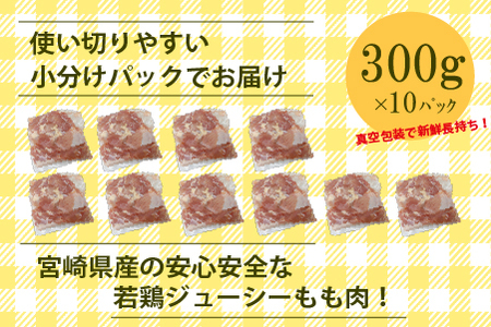 【小分けで便利】宮崎県産若鶏もも切身3kgセット（300g×10P 国産 鶏肉 若鶏 モモ 大容量 冷凍） 国産鶏肉 鶏肉もも 鶏肉モモ 若鶏 若鶏もも