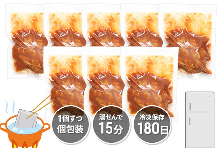 《定期便8ヶ月》昔懐かしいデミグラスソースハンバーグ (160g×8個)×8回 惣菜 おかず 肉 洋食 お試し 簡単 湯煎 湯せん レンチン 個包装